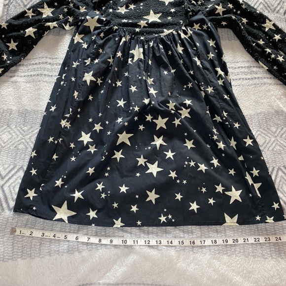 Farm Rio Stardust Mini Dress Eyelet Ruffle Star Print Babydoll Size S - Picture 5 of 12